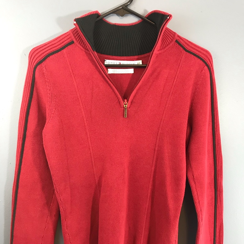 ❄️ Tommy Hilfiger Red 1/4Zip Pullover Sweater S/P